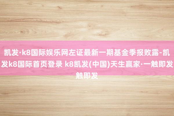 凯发·k8国际娱乐网左证最新一期基金季报败露-凯发k8国际首页登录 k8凯发(中国)天生赢家·一触即发